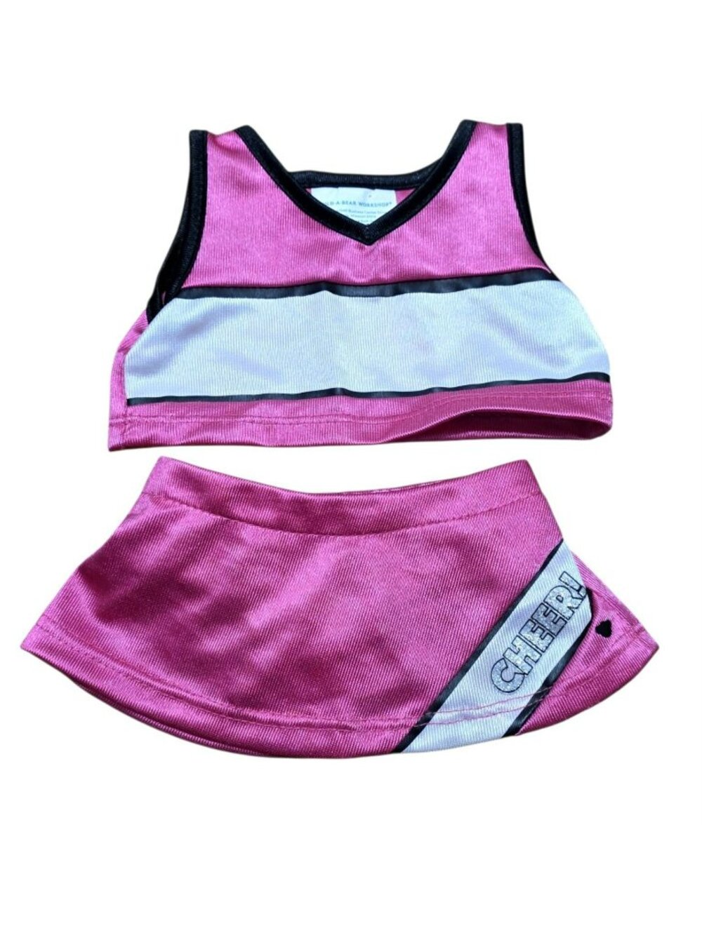 Build-A-Bear Hot Pink Cheerleader Outfit Top Skirt Stuffed Animal Doll Shirt